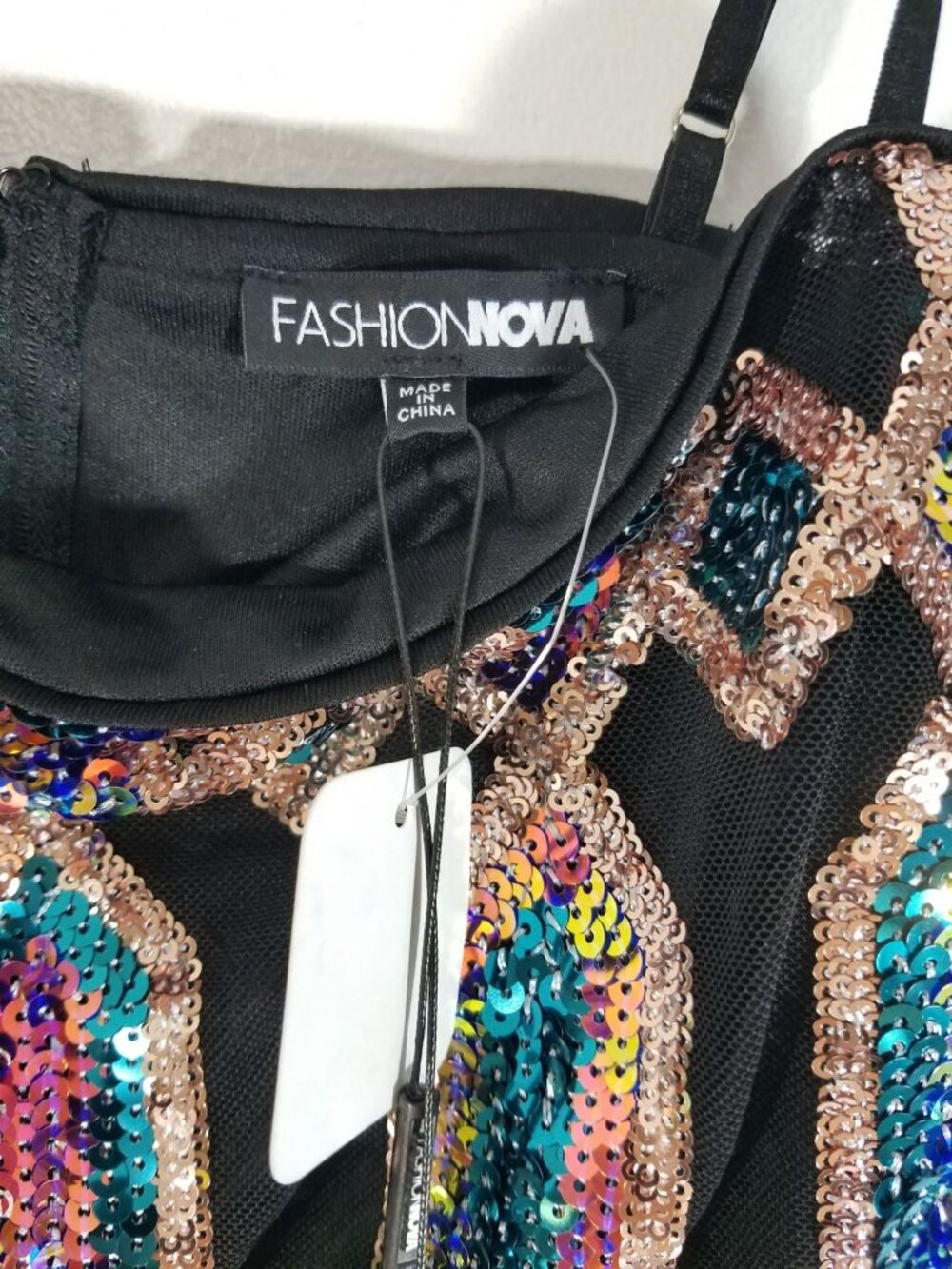 Fashion Nova Just Your Fairytale Black Sequin Matching Pant Set LARGE New - Picture 7 of 11